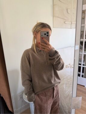 Gobi Cashmere Taupe Polo Sweater Size Small